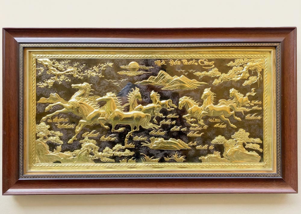 Tranh Mã Đáo Thành Công Bằng Đồng Khổ Nhỏ 40cm x 70cm (55cm x 95cm)