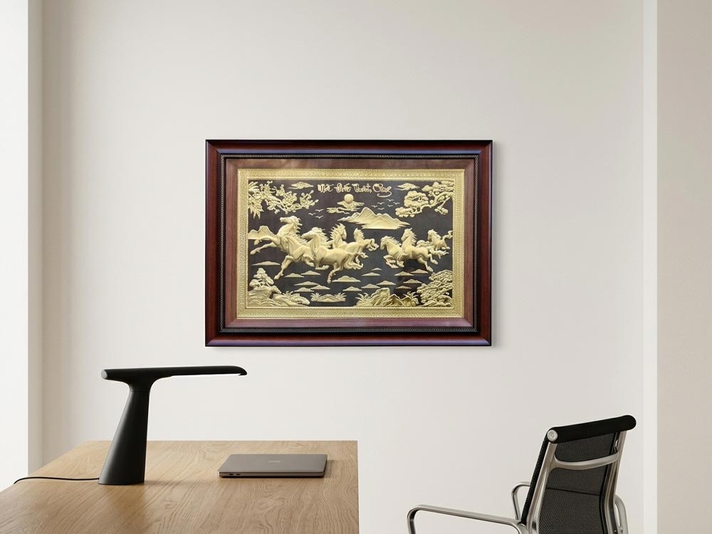 Tranh Mã Đáo Thành Công Bằng Đồng Khổ Nhỏ 50cm x 70cm