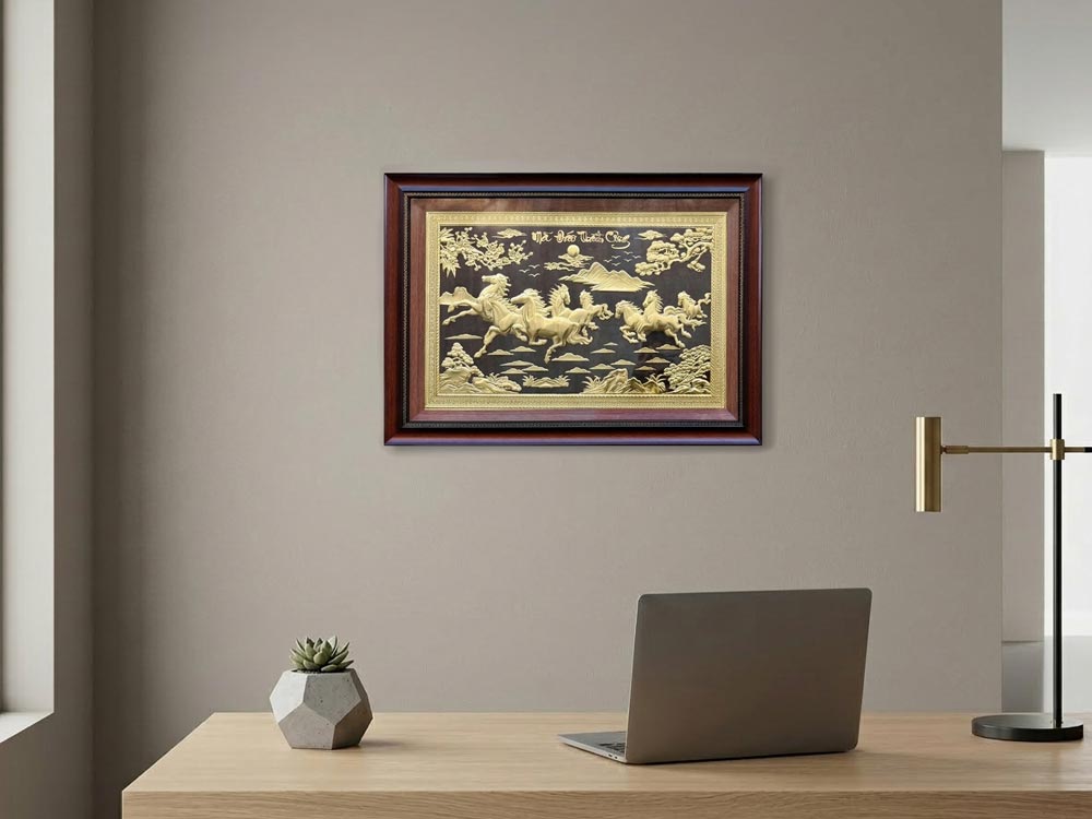 Tranh Mã Đáo Thành Công Bằng Đồng Khổ Nhỏ 50cm x 70cm