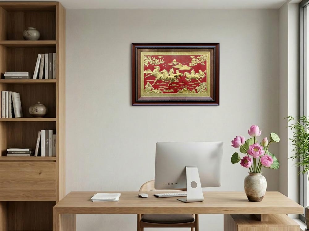 Tranh Mã Đáo Thành Công Bằng Đồng Khổ Nhỏ 50cm x 70cm