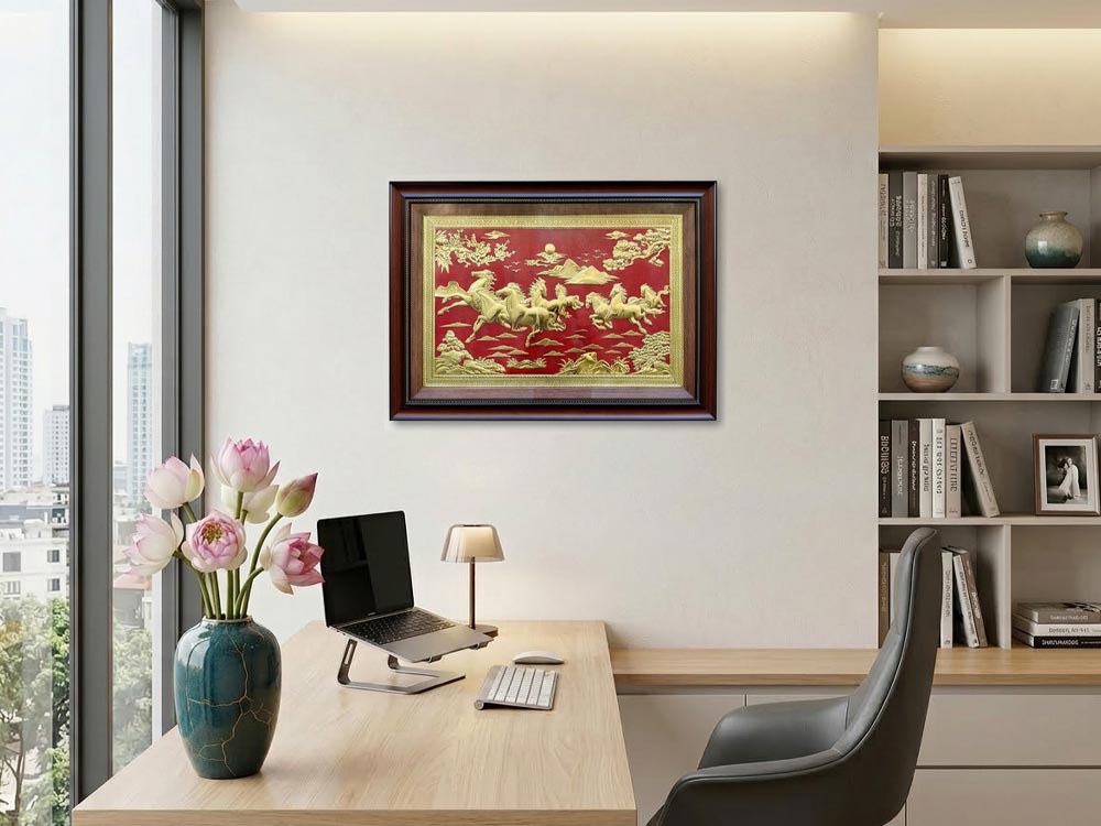 Tranh Mã Đáo Thành Công Bằng Đồng Khổ Nhỏ 50cm x 70cm