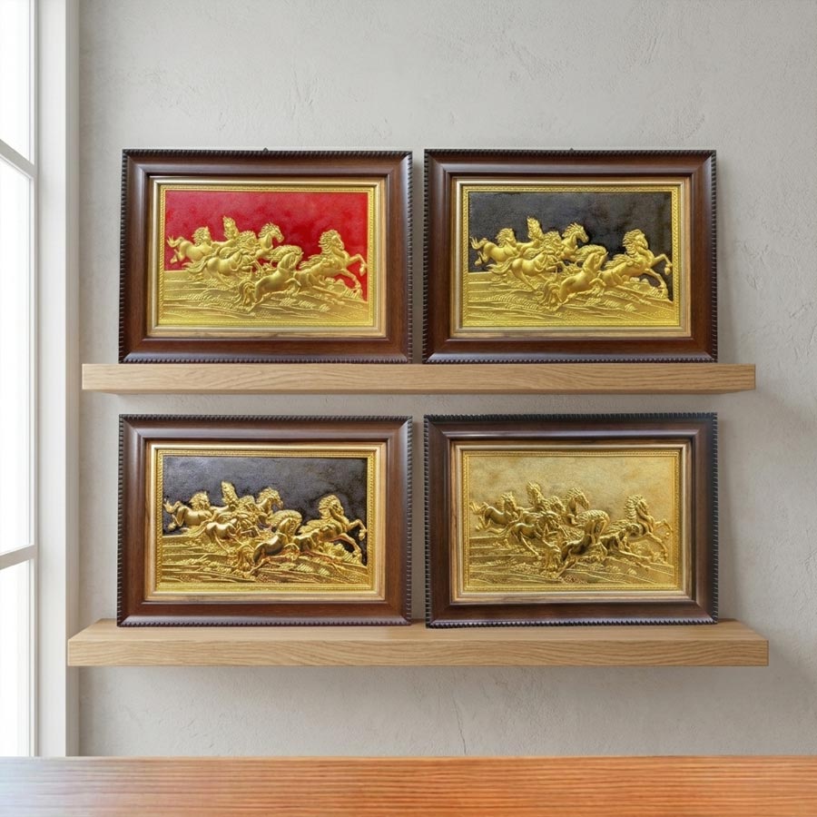 Tranh Mã Đáo Thành Công Bằng Đồng Dát Vàng Khổ 28cm x 38cm 