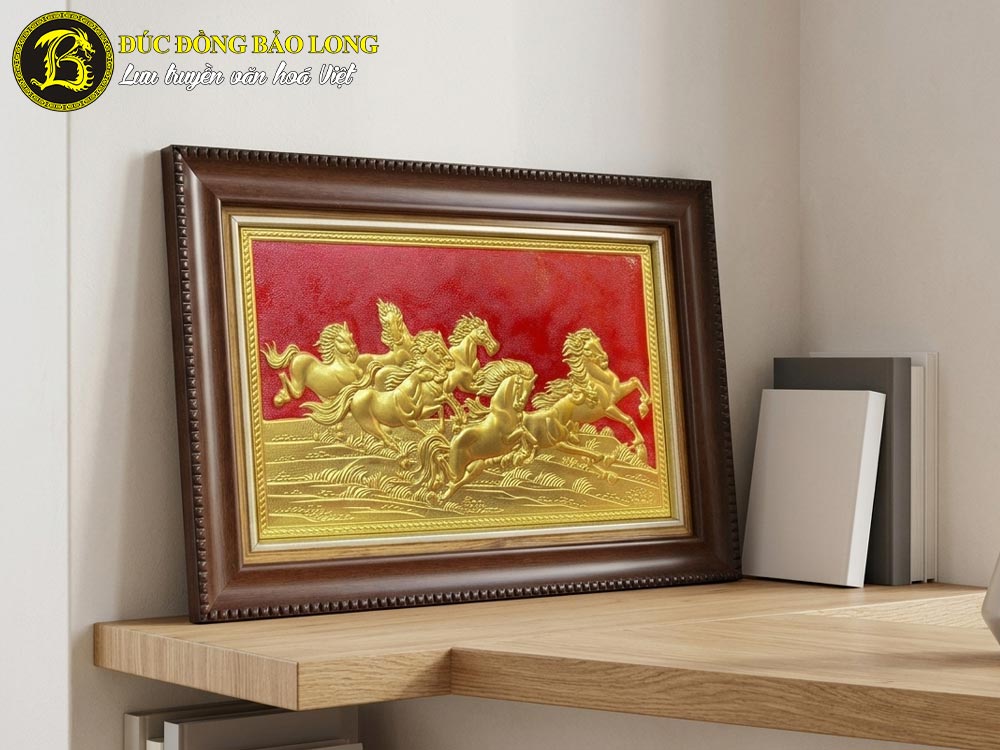 Tranh Mã Đáo Thành Công Bằng Đồng Dát Vàng Khổ 28cm x 38cm 