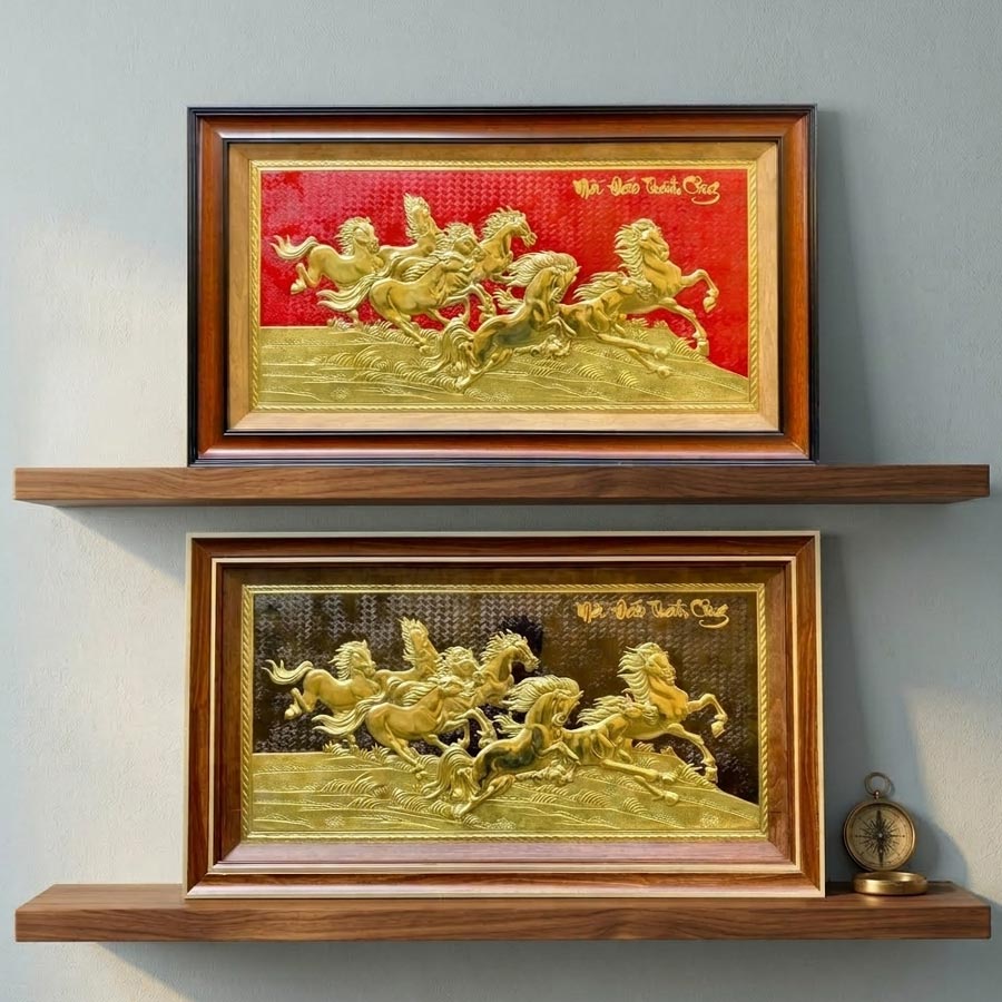 Tranh Mã Đáo Thành Công Bằng Đồng Khổ Nhỏ 50cm x 90cm