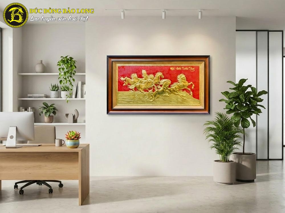 Tranh Mã Đáo Thành Công Bằng Đồng Khổ Nhỏ 50cm x 90cm