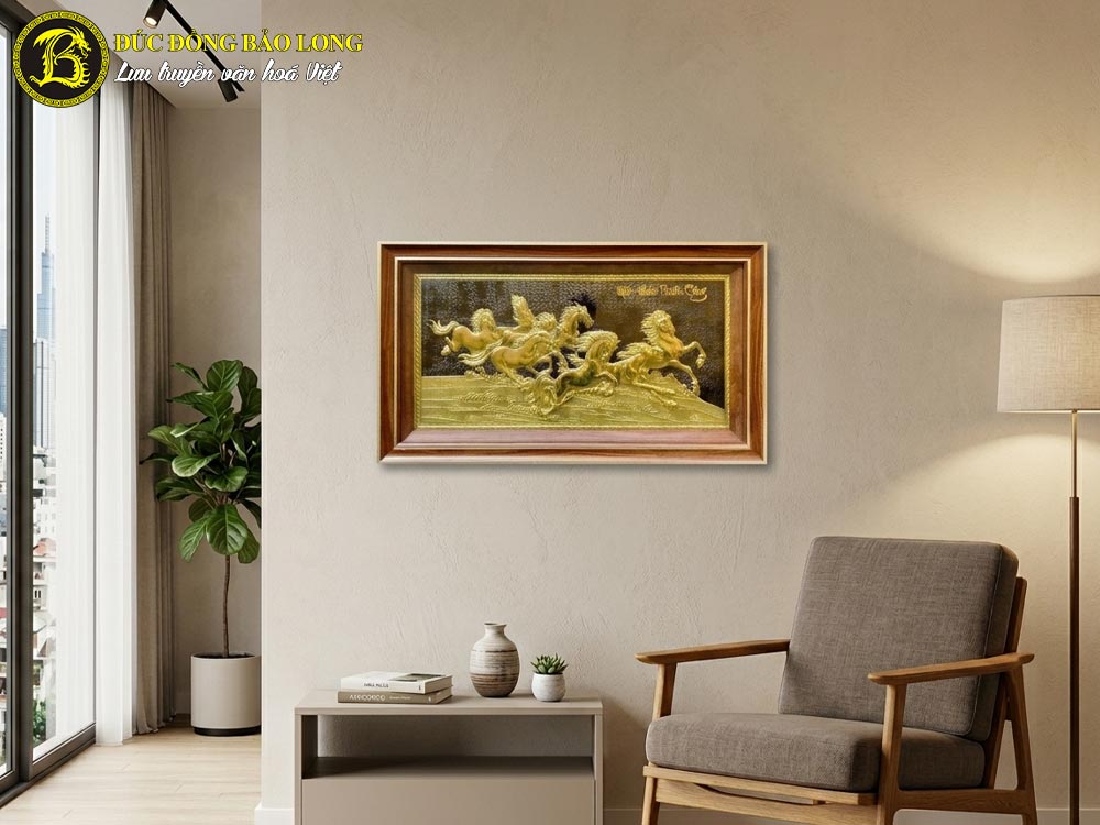 Tranh Mã Đáo Thành Công Bằng Đồng Khổ Nhỏ 50cm x 90cm