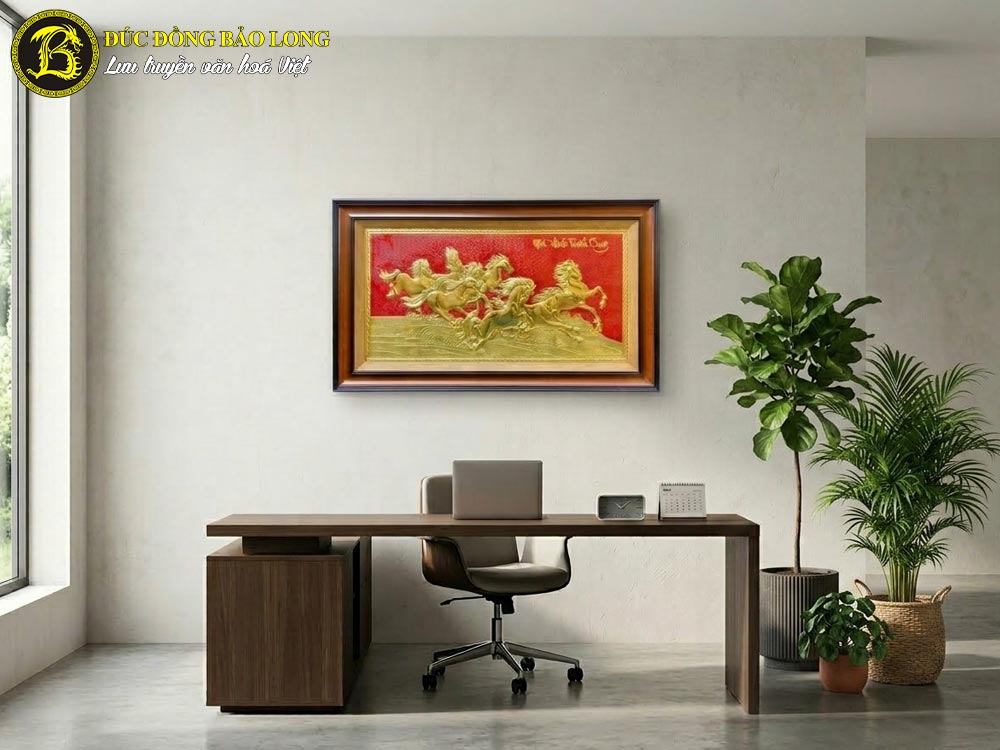 Tranh Mã Đáo Thành Công Bằng Đồng Khổ Nhỏ 50cm x 90cm