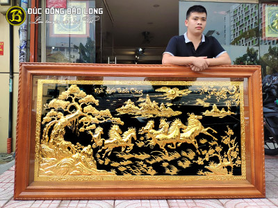 tranh ma dao thanh cong bang dong 1m97 1m07 ma vang khung go do 2