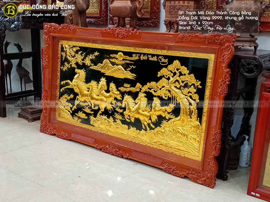 tranh Mã Đáo Thành Công Dát vàng 1m6