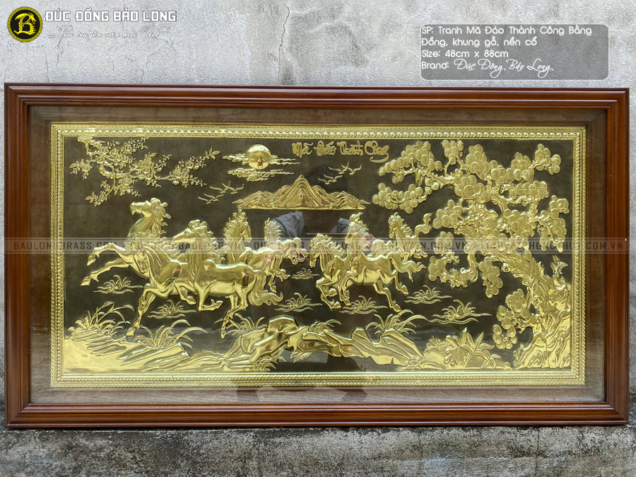 tranh Mã Đáo Thành Công bằng đồng 48cm x 88cm