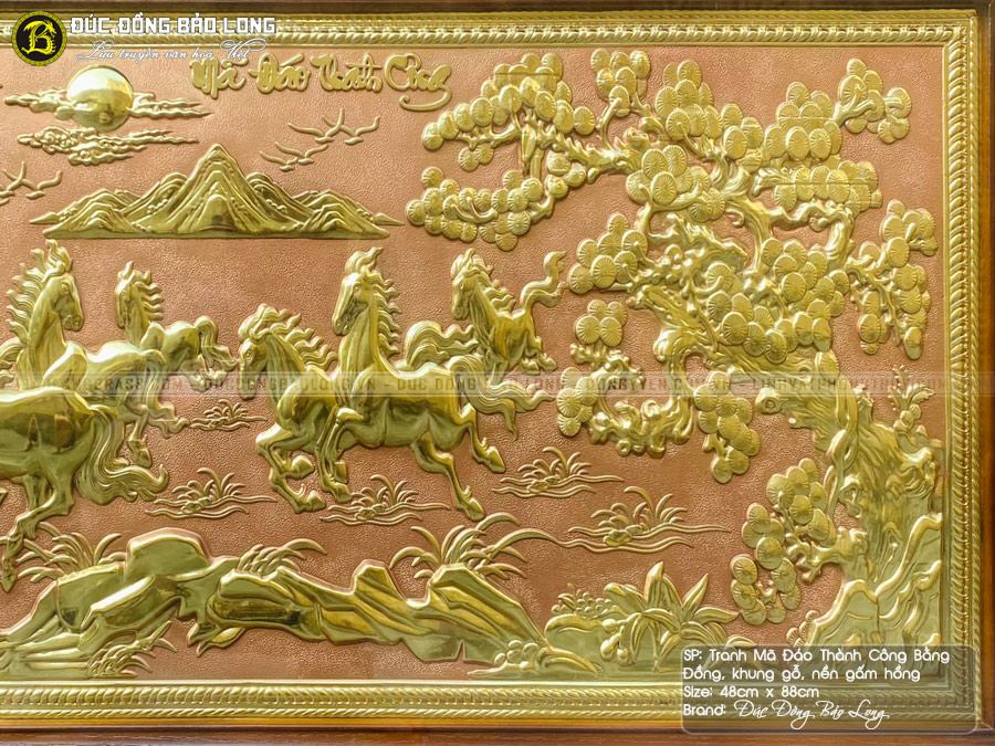 tranh Mã Đáo Thành Công nền hồng khổ 48cm