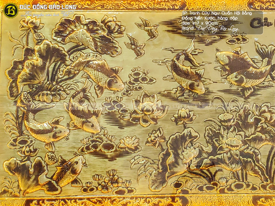 tranh Cá Chép Hoa Sen hàng dập 1m7 x 90cm