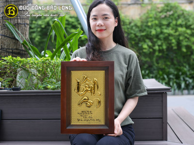 Review Tranh Chữ Bình An Bằng Đồng Khổ 28cm x 38cm Mạ Vàng 24k