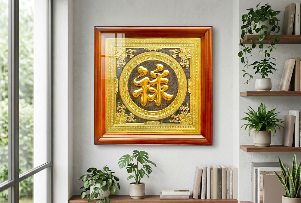 Tranh Chữ Lộc Bằng Đồng Khổ Vuông 68cm Dát Vàng