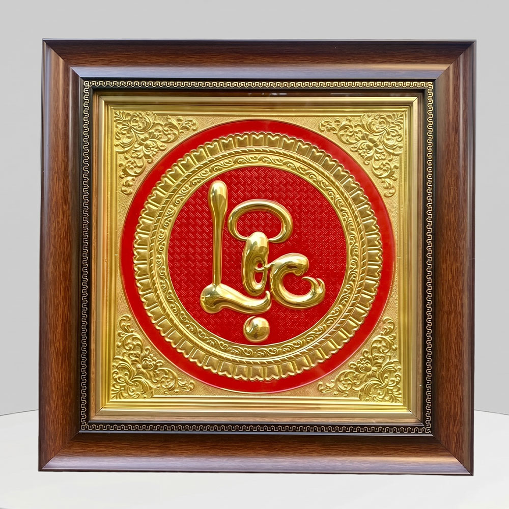 Tranh Chữ Lộc Bằng Đồng Khổ Vuông 40cm