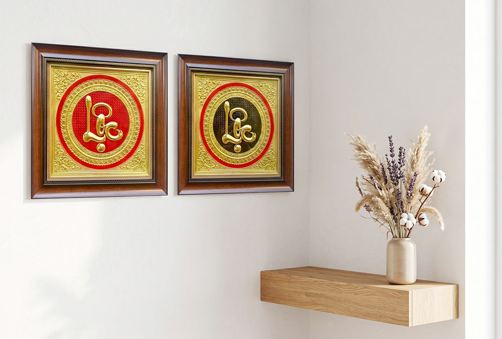 Tranh Chữ Lộc Bằng Đồng Khổ Vuông 40cm