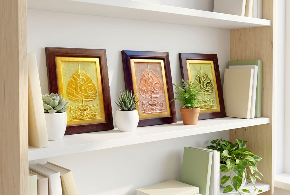 Quà Tặng Tranh Chữ Lộc Lá Bồ Đề Bằng Đồng 15cm x 20cm