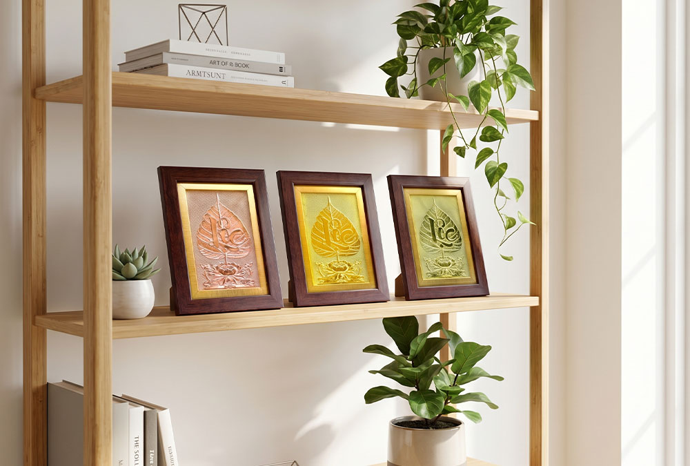 Quà Tặng Tranh Chữ Lộc Lá Bồ Đề Bằng Đồng 15cm x 20cm