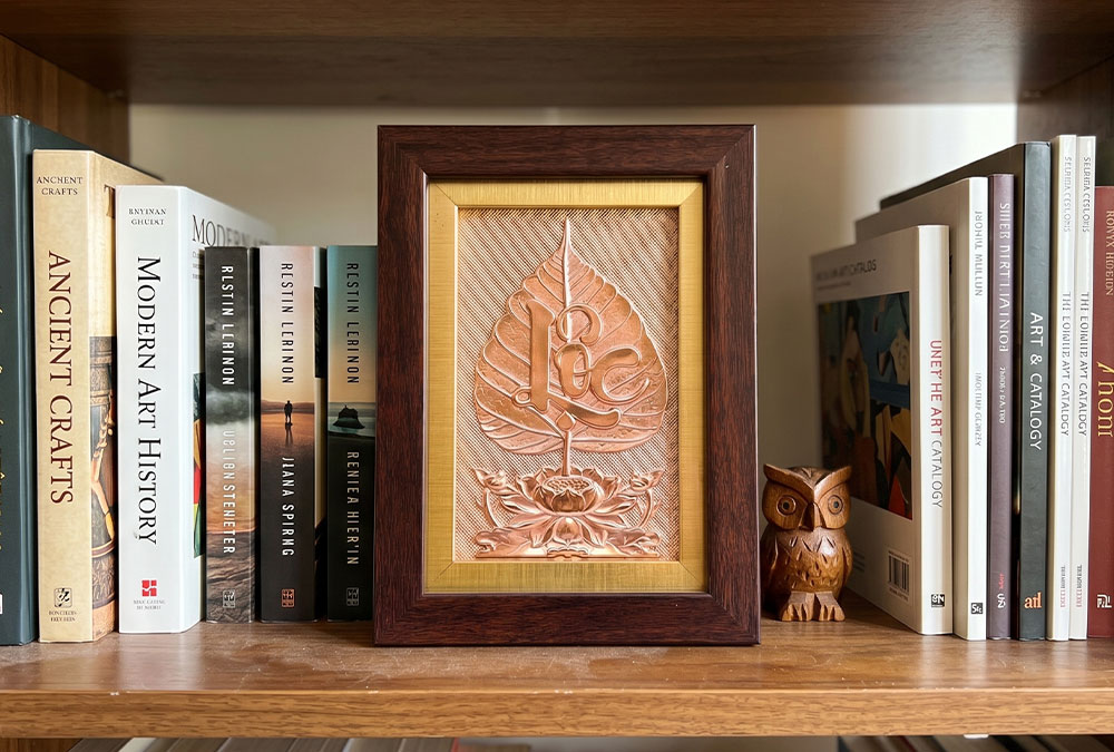 Quà Tặng Tranh Chữ Lộc Lá Bồ Đề Bằng Đồng 15cm x 20cm