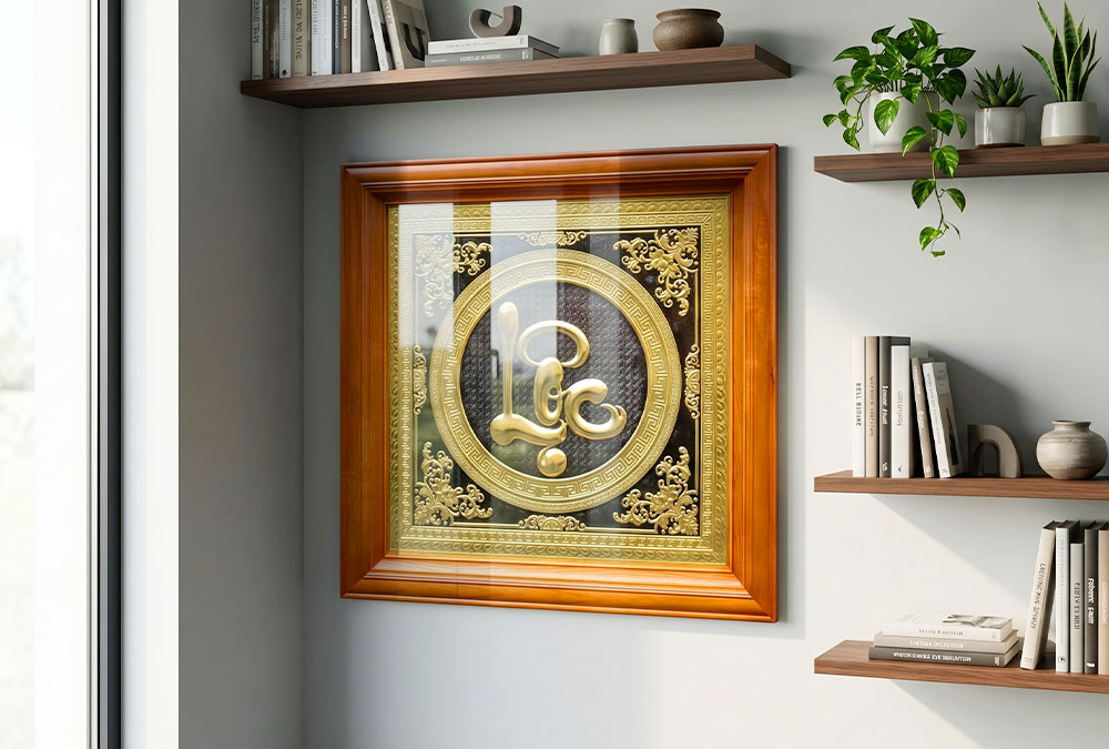 Tranh Chữ Lộc Bằng Đồng Khổ Vuông 68cm