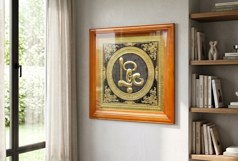Tranh Chữ Lộc Bằng Đồng Khổ Vuông 68cm
