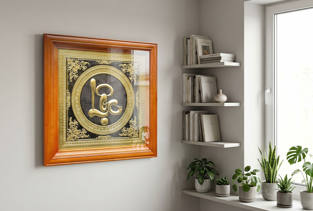 Tranh Chữ Lộc Bằng Đồng Khổ Vuông 68cm