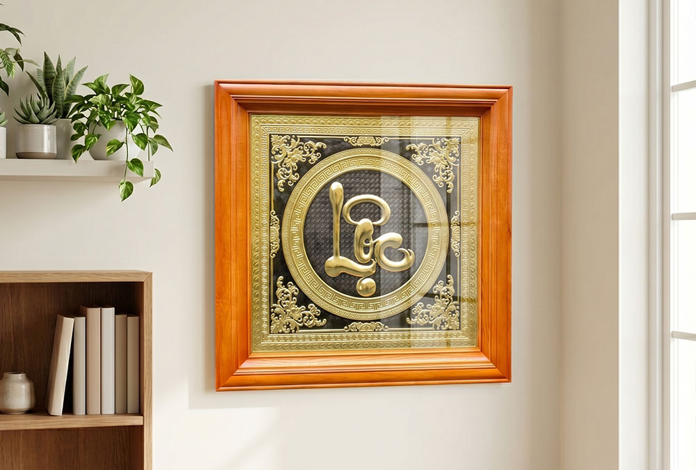 Tranh Chữ Lộc Bằng Đồng Khổ Vuông 68cm