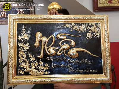 tranh chu nhan thu phap bang dong 81 55cm khung dong 2