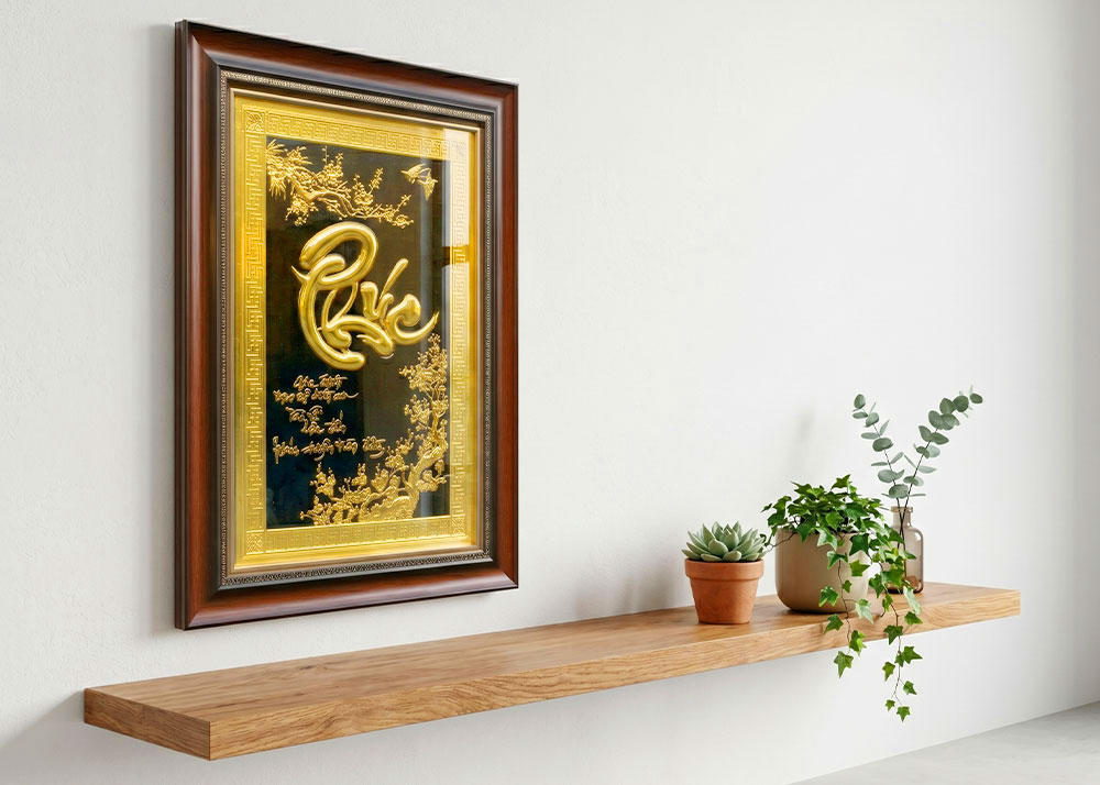 Tranh Chữ Phúc Bằng Đồng Khổ 38cm x 54cm