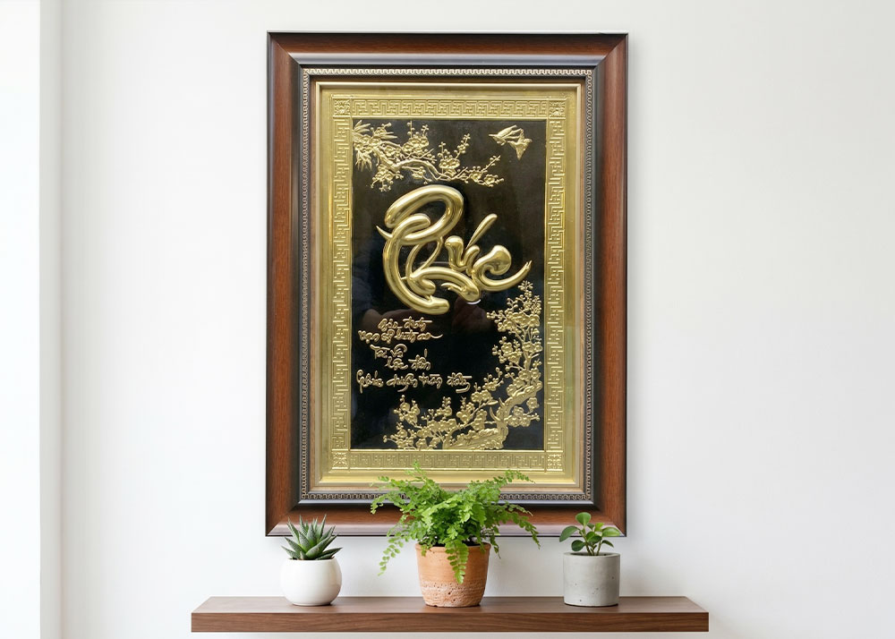Tranh Chữ Phúc Bằng Đồng Khổ 38cm x 54cm