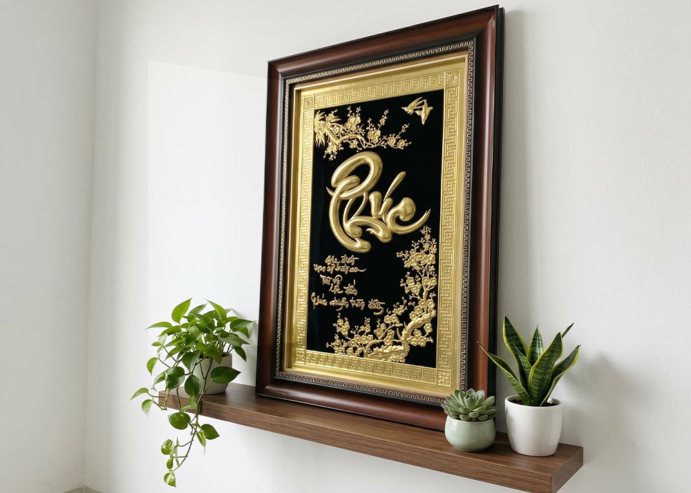 Tranh Chữ Phúc Bằng Đồng Khổ 38cm x 54cm