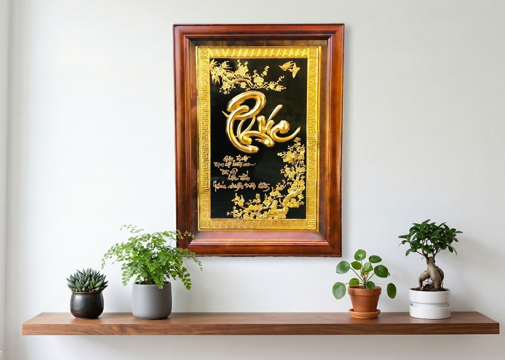 Tranh Chữ Phúc Bằng Đồng Khổ 38cm x 54cm