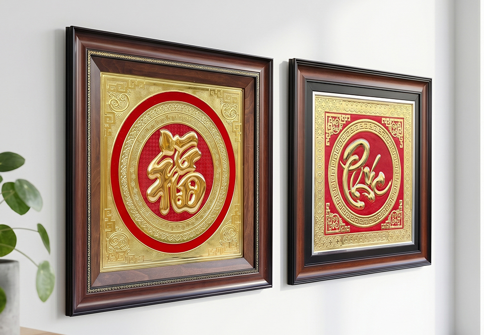 Tranh Chữ Phúc Bằng Đồng Khổ Vuông 52cm