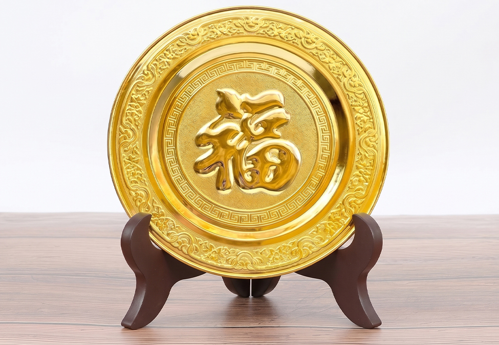Tranh Đồng Chữ Phúc Tròn Dát Vàng Đường Kính 35cm