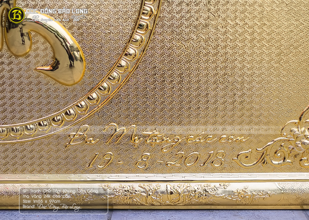 tranh chữ Tam khung đồng 1m55 Mạ vàng