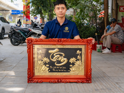 Tranh Chữ Tâm Tiếng Việt Thư Pháp Bằng Đồng Khổ 88cm x 61cm