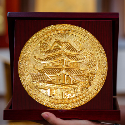 Tranh Quà Tặng Chùa Keo Bằng Đồng Mạ Vàng 24k Khổ 23cm 