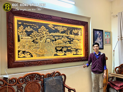 tranh dong que bang dong 2m31 1m27 khung go huong 2