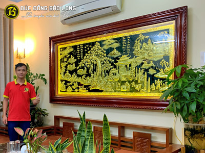 tranh dong que bang dong hang dap khung go gia re 2m3 1m2 n