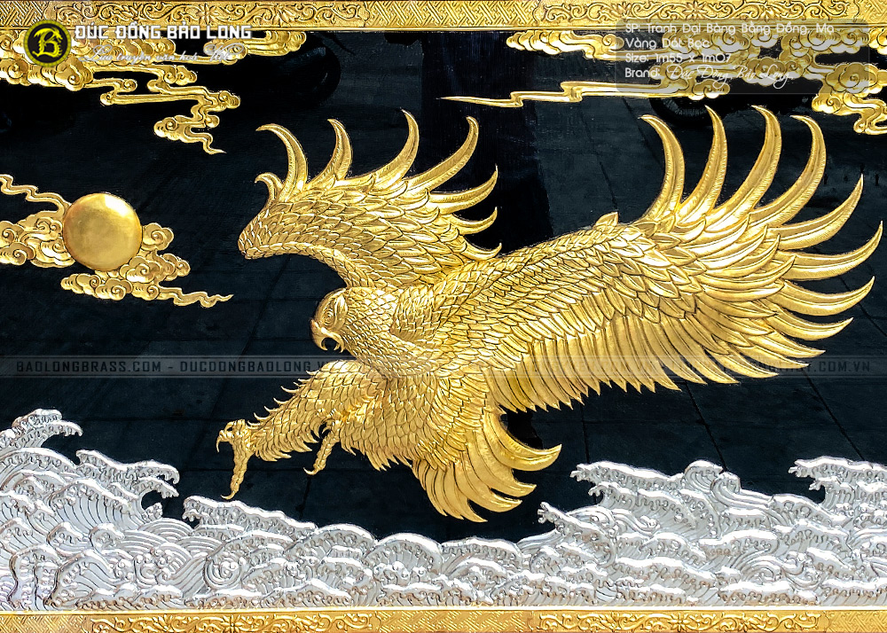 tranh đại bàng bằng đồng mạ vàng dát bạc 1m55x1m07