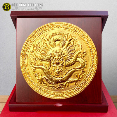 Tranh Rồng Phú Qúy Bằng Đồng Mạ Vàng 24k, Hộp quà tặng khổ 23cm