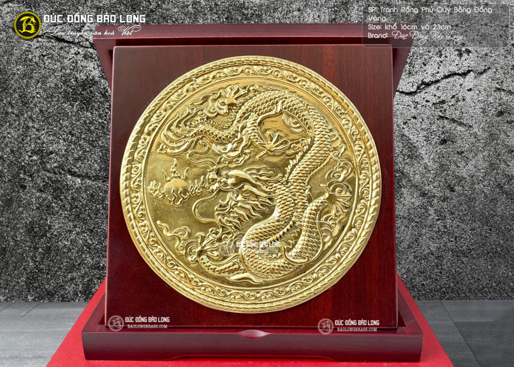 Tranh Rồng Phú Qúy Bằng Đồng Vàng khổ 16cm và 23cm