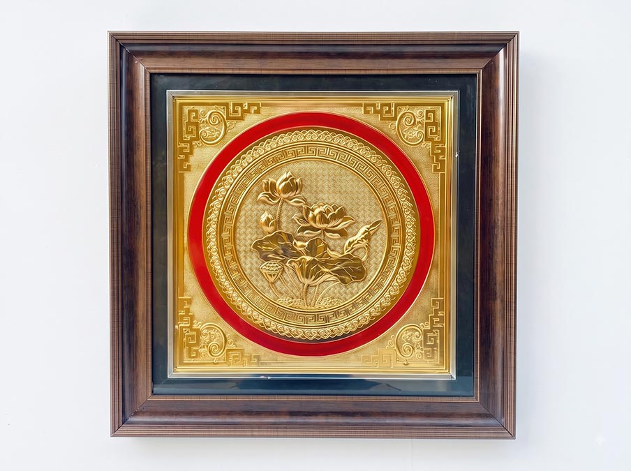 Tranh Hoa Sen Bằng Đồng Khổ Vuông 52cm