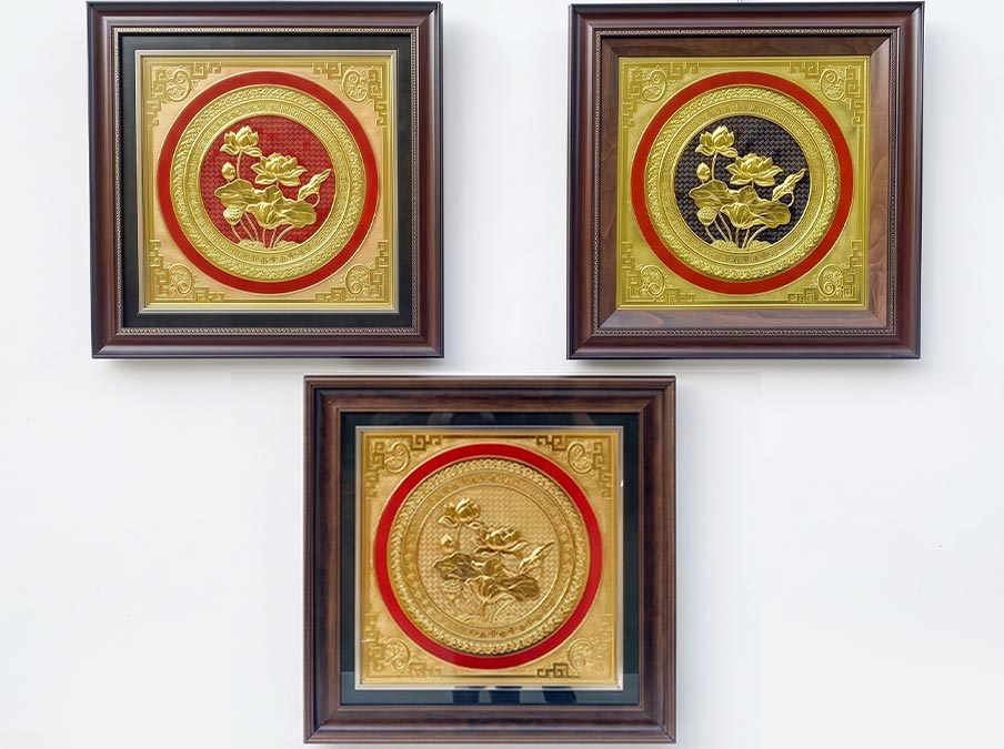 Tranh Hoa Sen Bằng Đồng Khổ Vuông 52cm