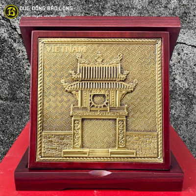 Tranh Quà Tặng Khuê Văn Các Bằng Đồng Vàng Vuông 16cm