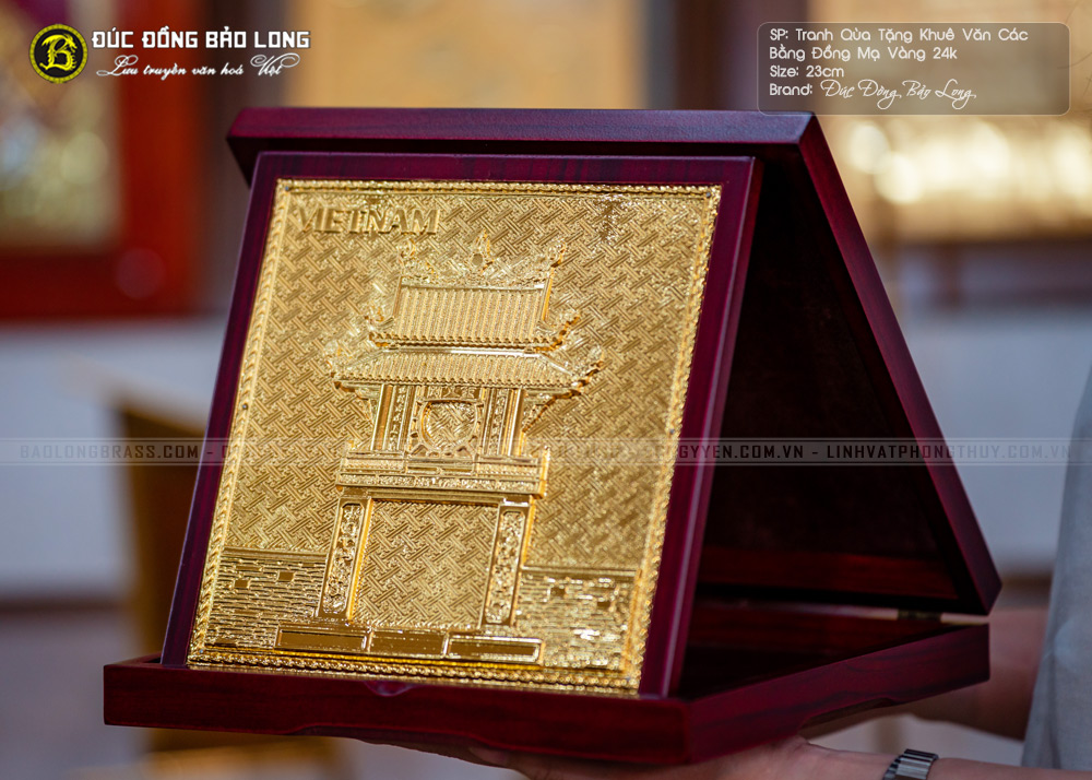 tranh khuê văn các mạ vàng 23cm hộp quà tặng