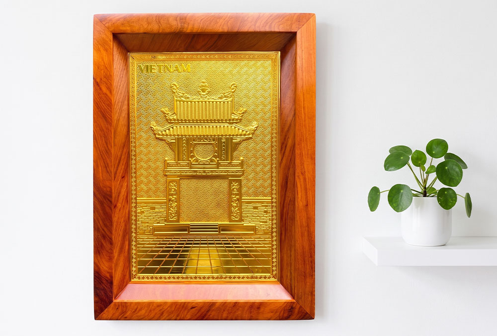 Tranh Khuê Văn Các Bằng Đồng Dát Vàng Khổ 28cm x 38cm và 38cm x 54cm