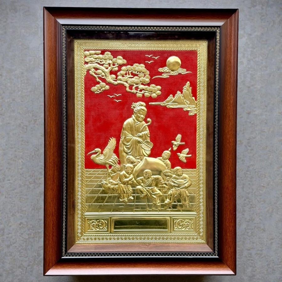 tranh đồng mừng thọ cụ bà