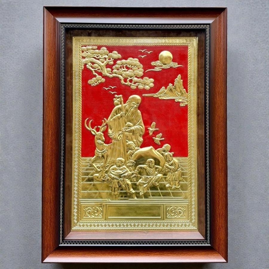 tranh đồng mừng thọ cụ ông