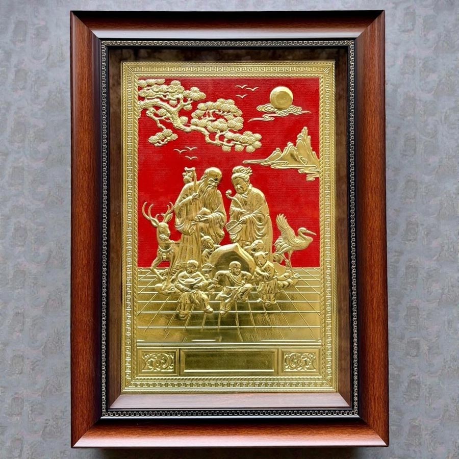 tranh đồng mừng thọ ông bà